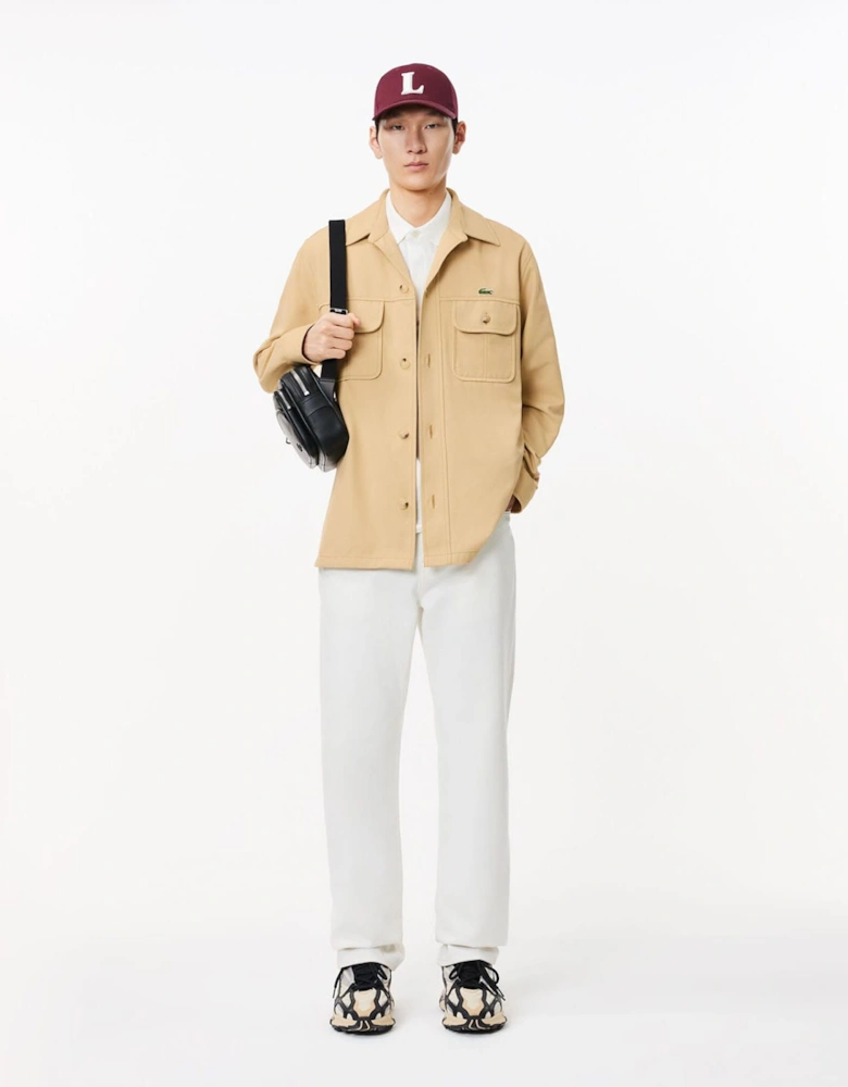 Oversized Cotton Twill Plaid Overshirt