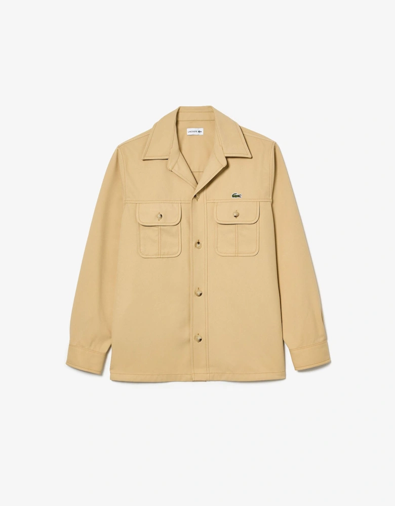 Oversized Cotton Twill Plaid Overshirt