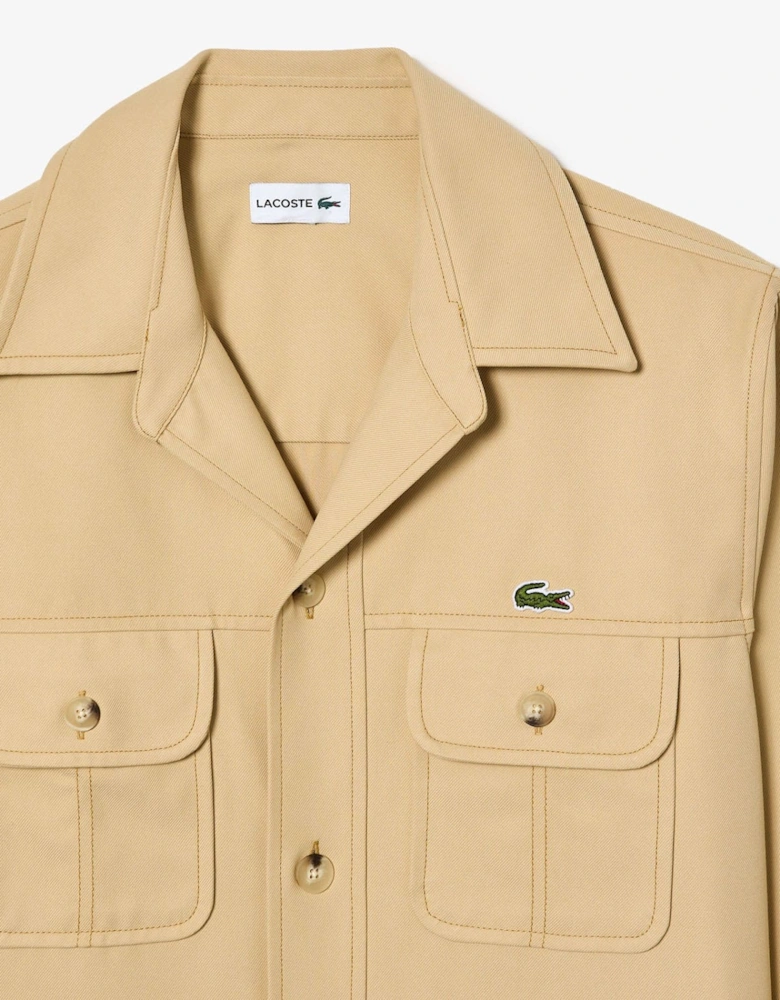 Oversized Cotton Twill Plaid Overshirt