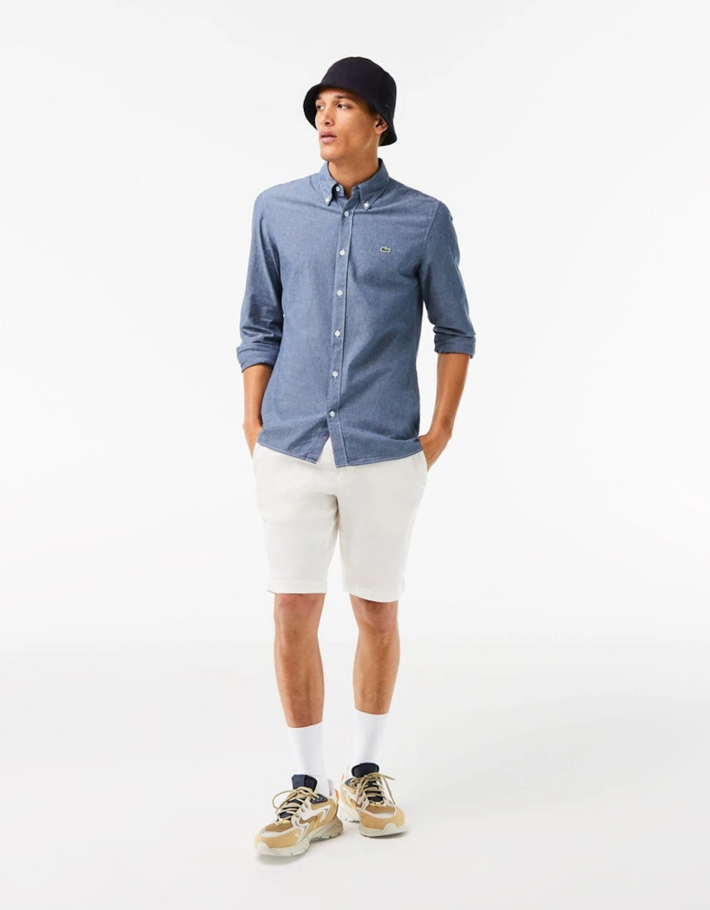 Slim Fit Concealed Placket Poplin Shirt