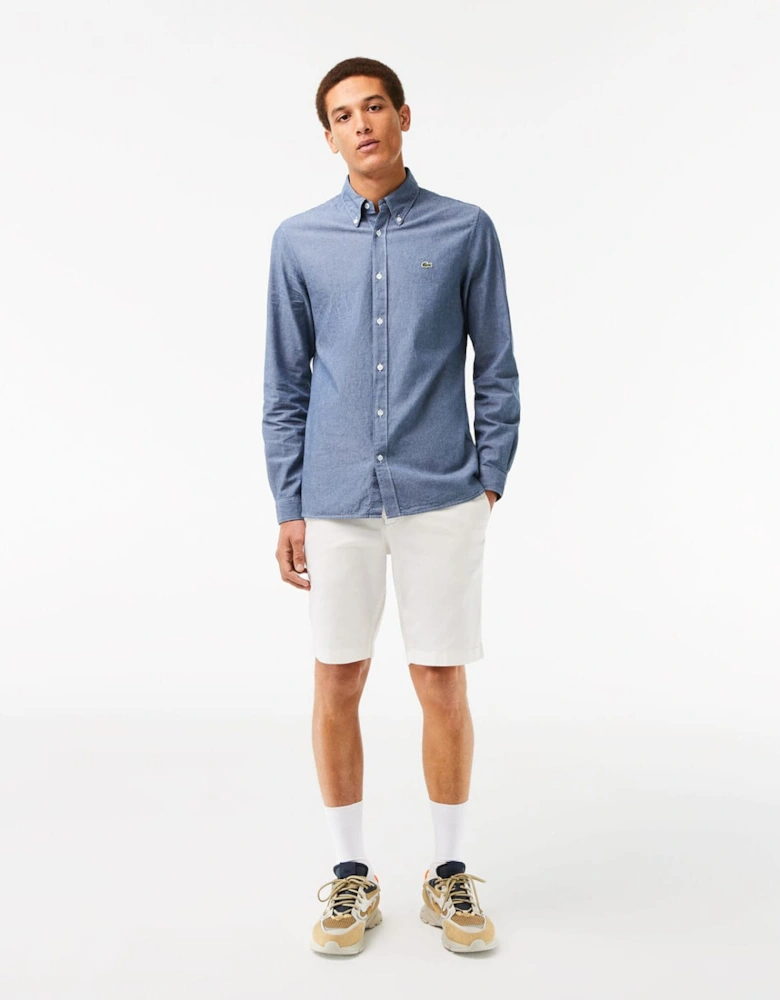 Slim Fit Concealed Placket Poplin Shirt