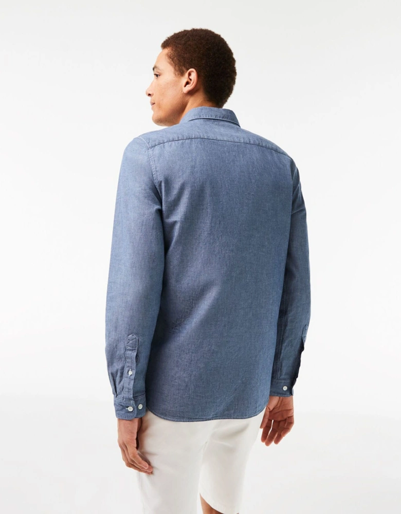 Slim Fit Concealed Placket Poplin Shirt