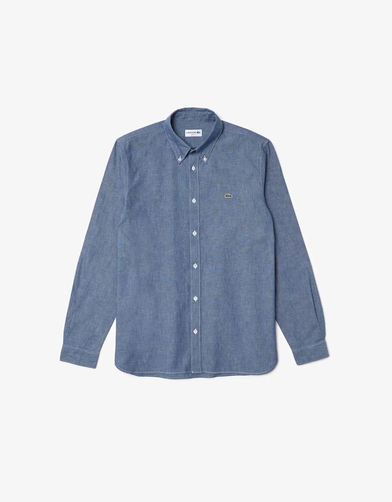 Slim Fit Concealed Placket Poplin Shirt