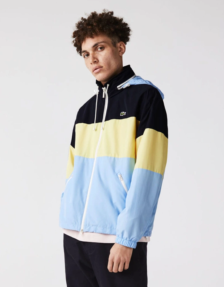 Concealed Hood Water-Resistant Colour-Block Jacket