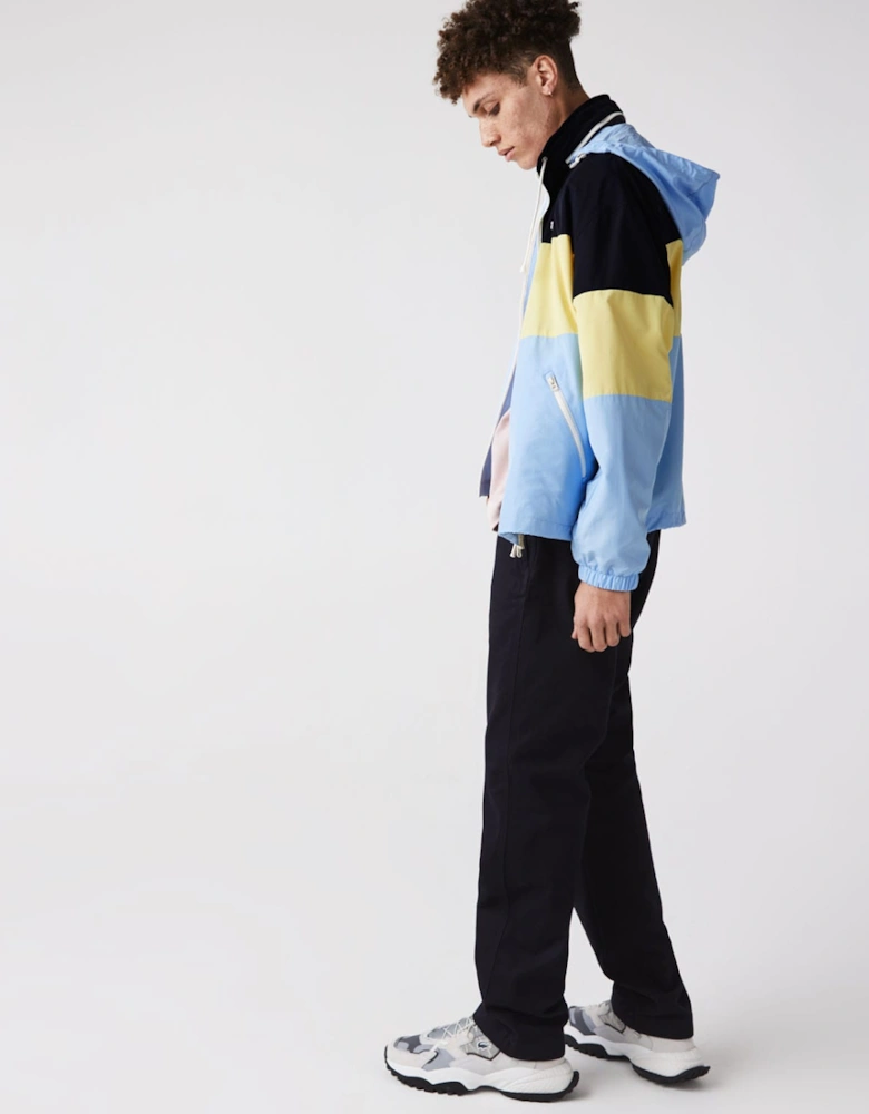 Concealed Hood Water-Resistant Colour-Block Jacket