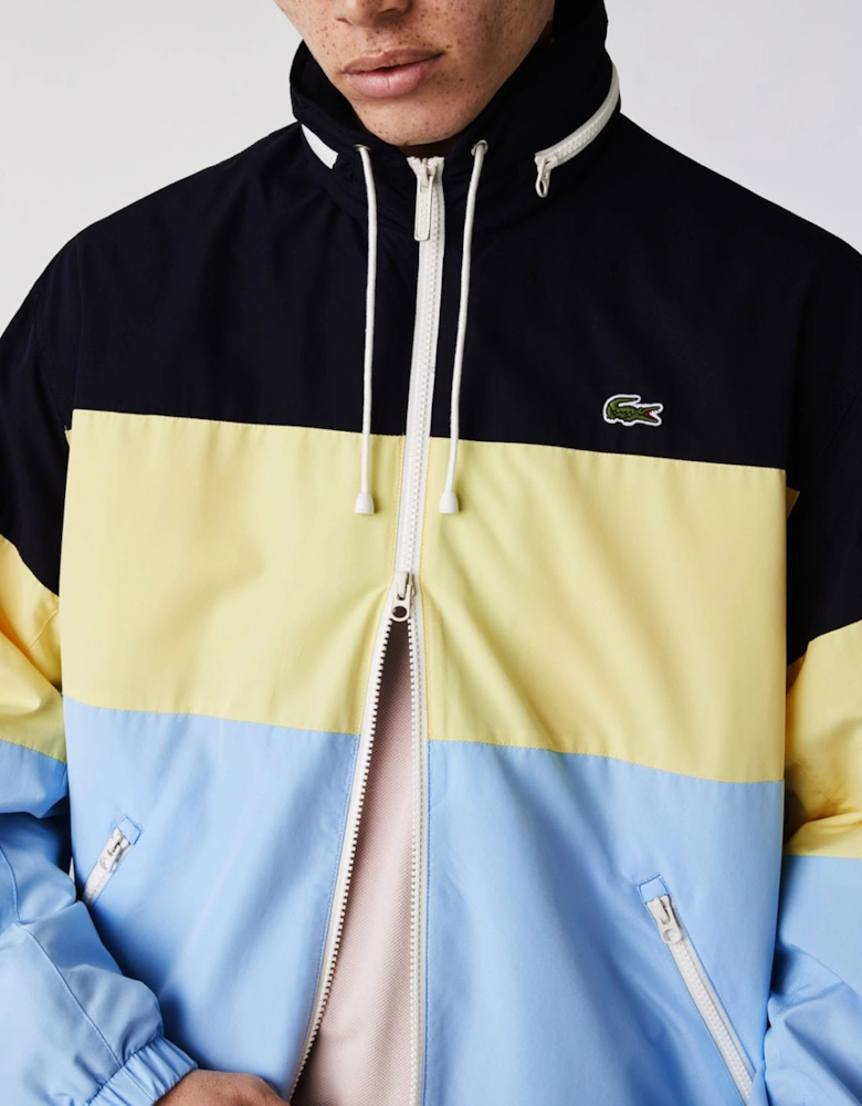 Concealed Hood Water-Resistant Colour-Block Jacket