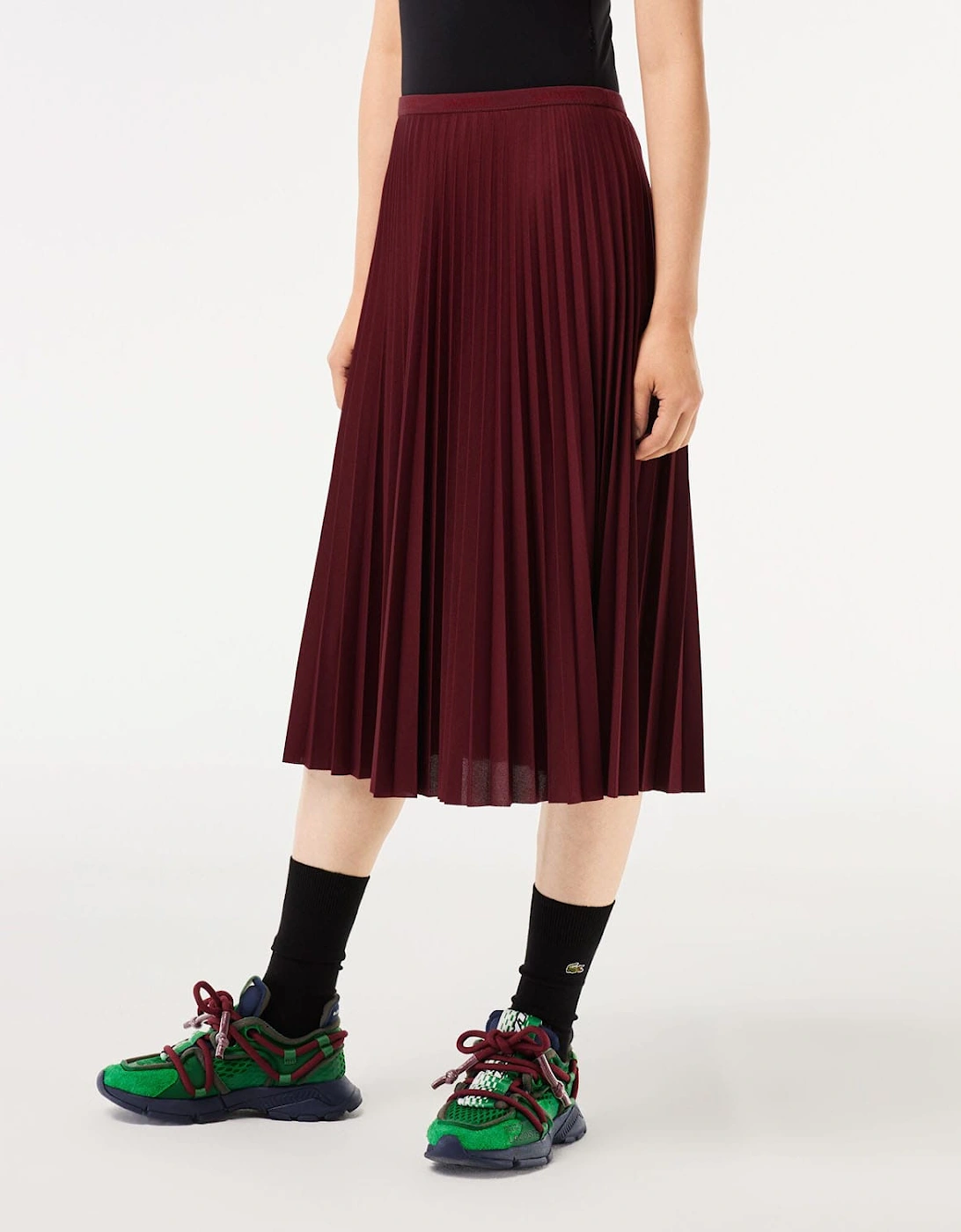 Lacoste Women's Elastic Waist Fluid Pleated Skirt - Red - Size: 14