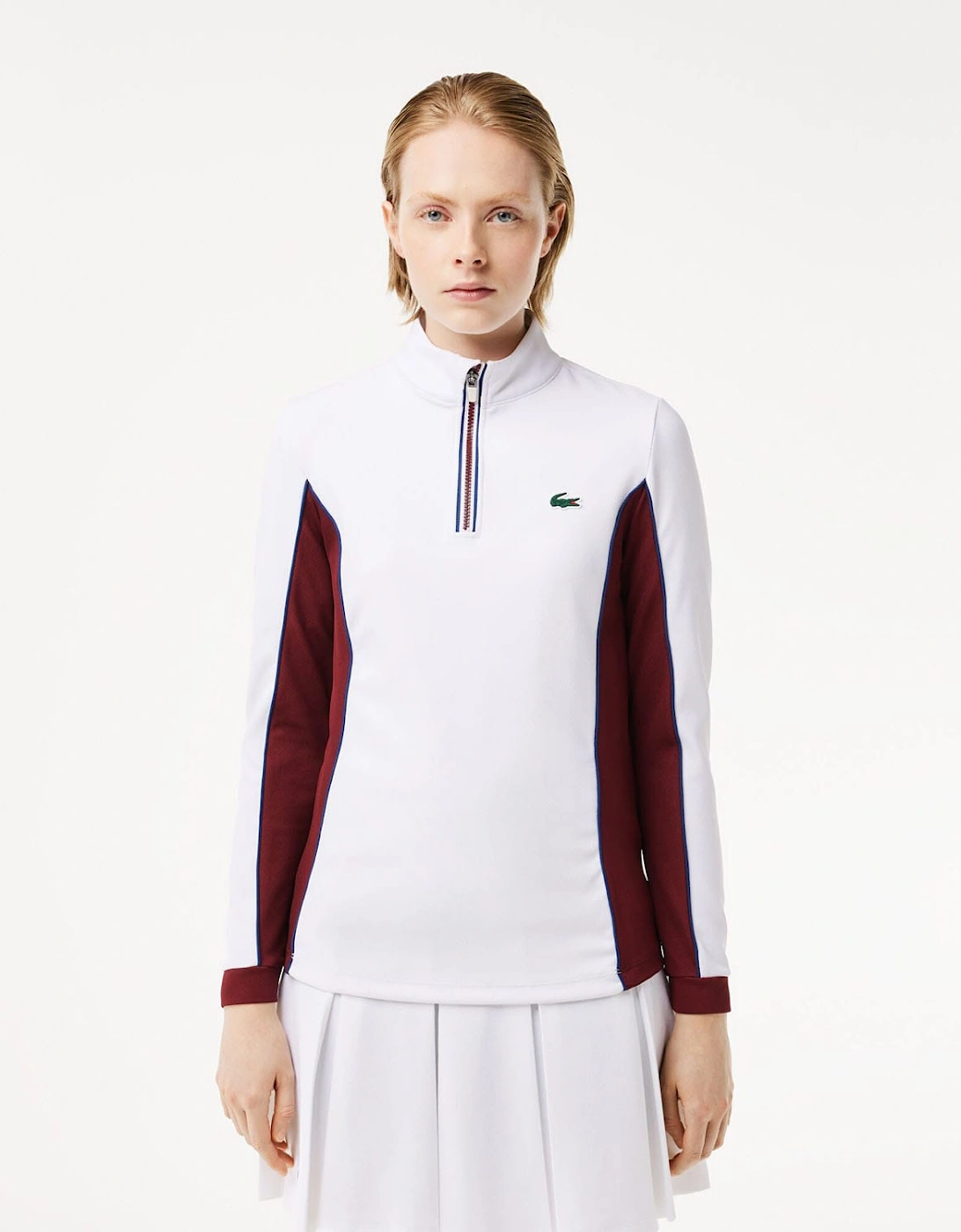 Lacoste Women's Slim Fit Tennis Layering Sweatshirt - White/Multi - Size: 6