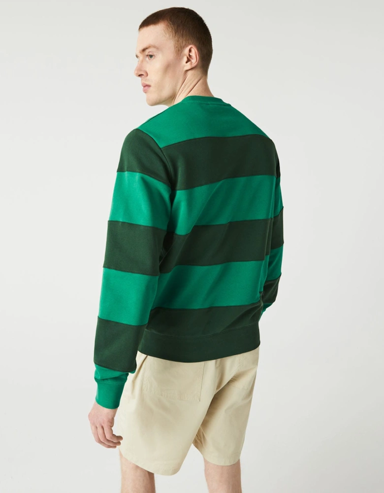 Tennis Design Striped Crewneck Sweatshirt