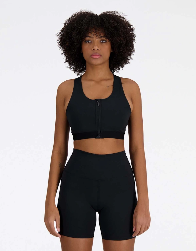 Sleek Medium Support Pocket Zip Front Sports Bra