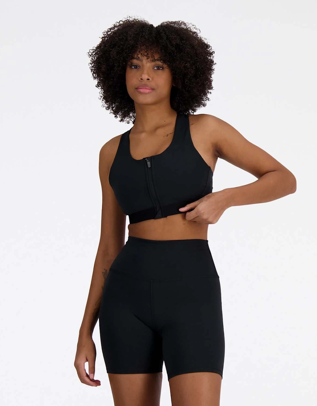Sleek Medium Support Pocket Zip Front Sports Bra