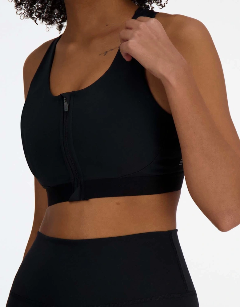 Sleek Medium Support Pocket Zip Front Sports Bra
