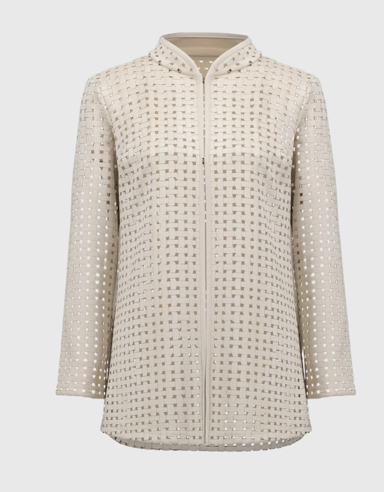 Laser cut faux suede straight cover up