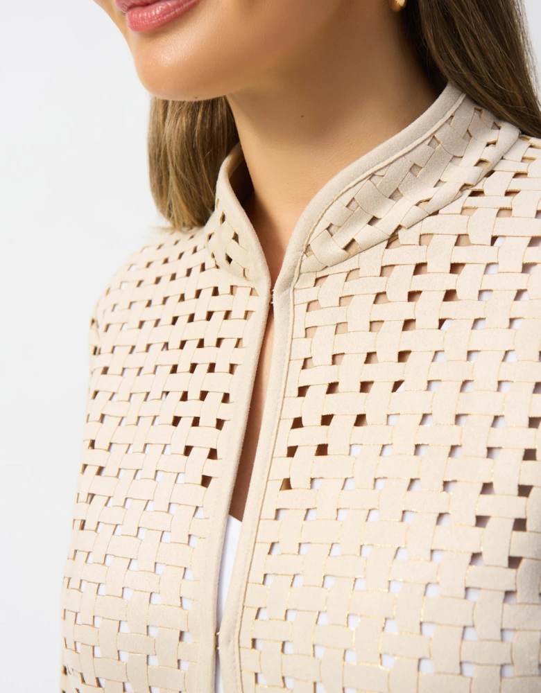 Laser cut faux suede straight cover up
