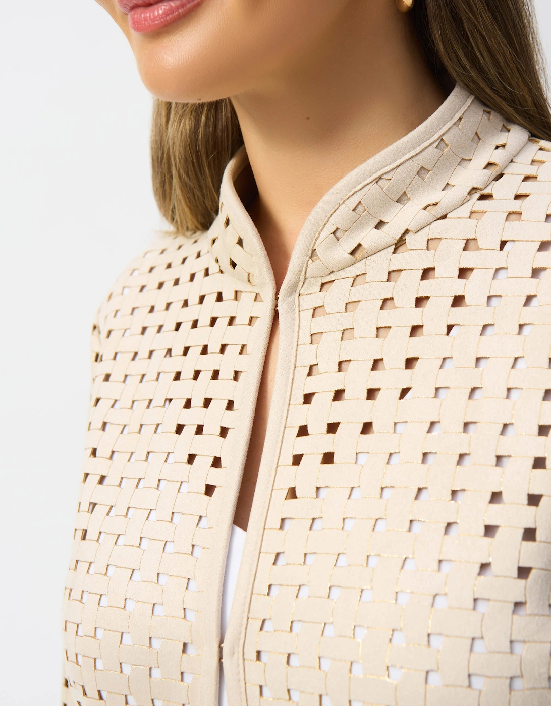 Laser cut faux suede straight cover up