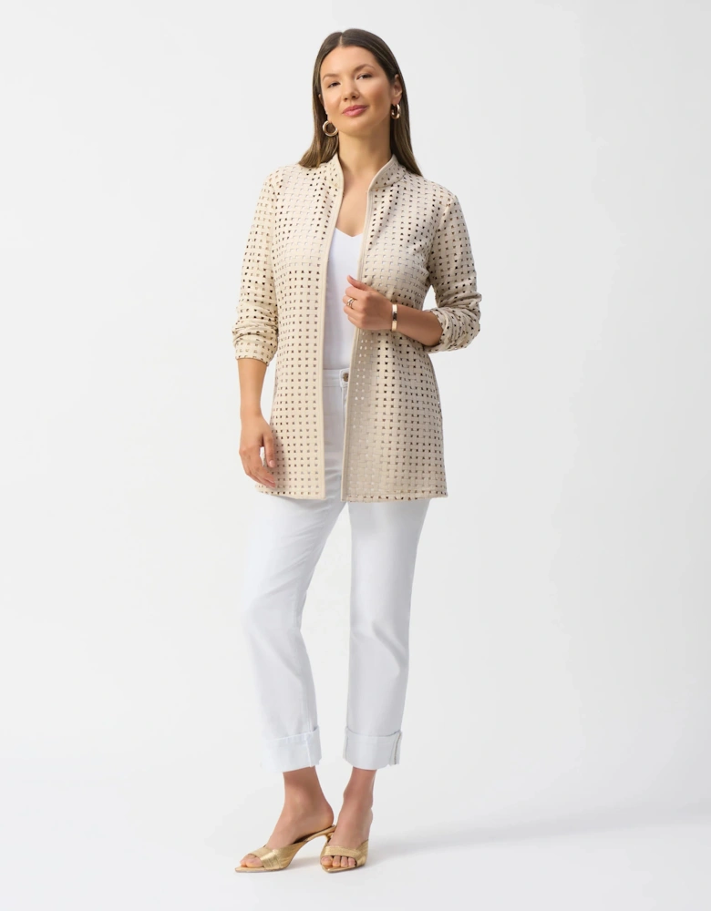 Laser cut faux suede straight cover up