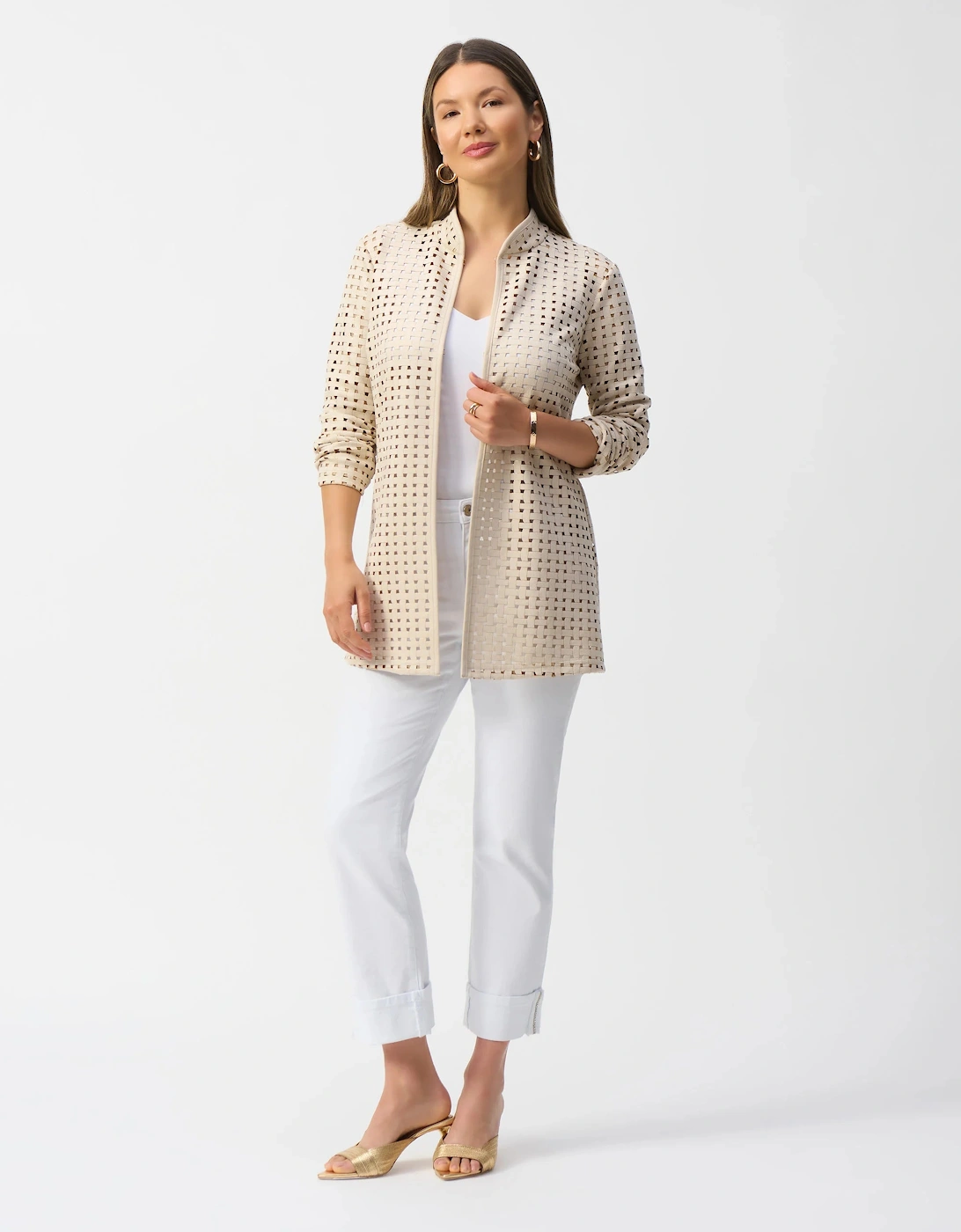 Laser cut faux suede straight cover up
