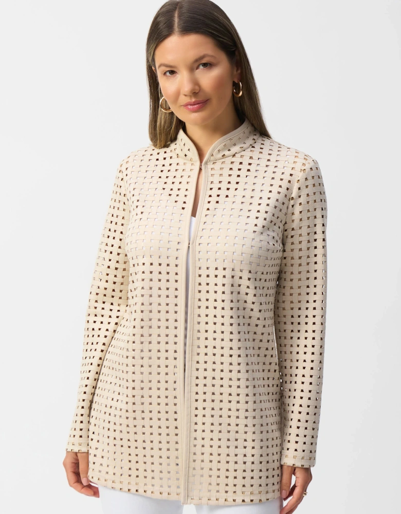 Laser cut faux suede straight cover up