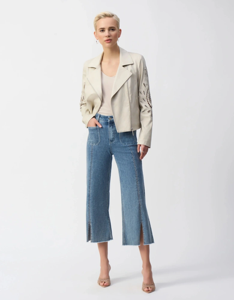 Foiled faux suede moto jacket