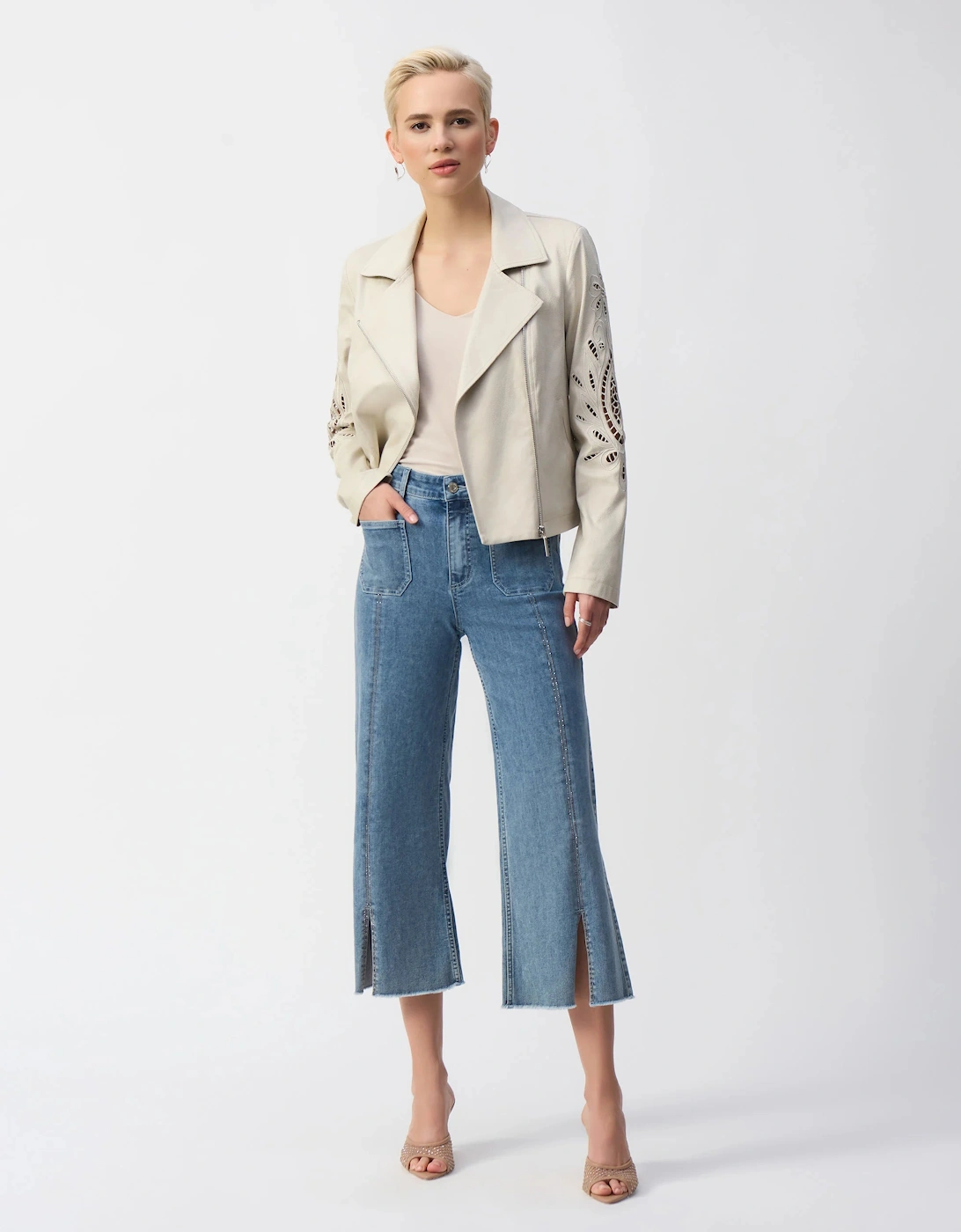 Foiled faux suede moto jacket