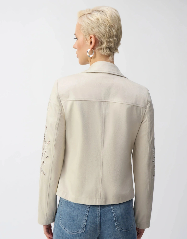 Foiled faux suede moto jacket