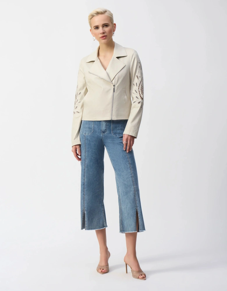 Foiled faux suede moto jacket