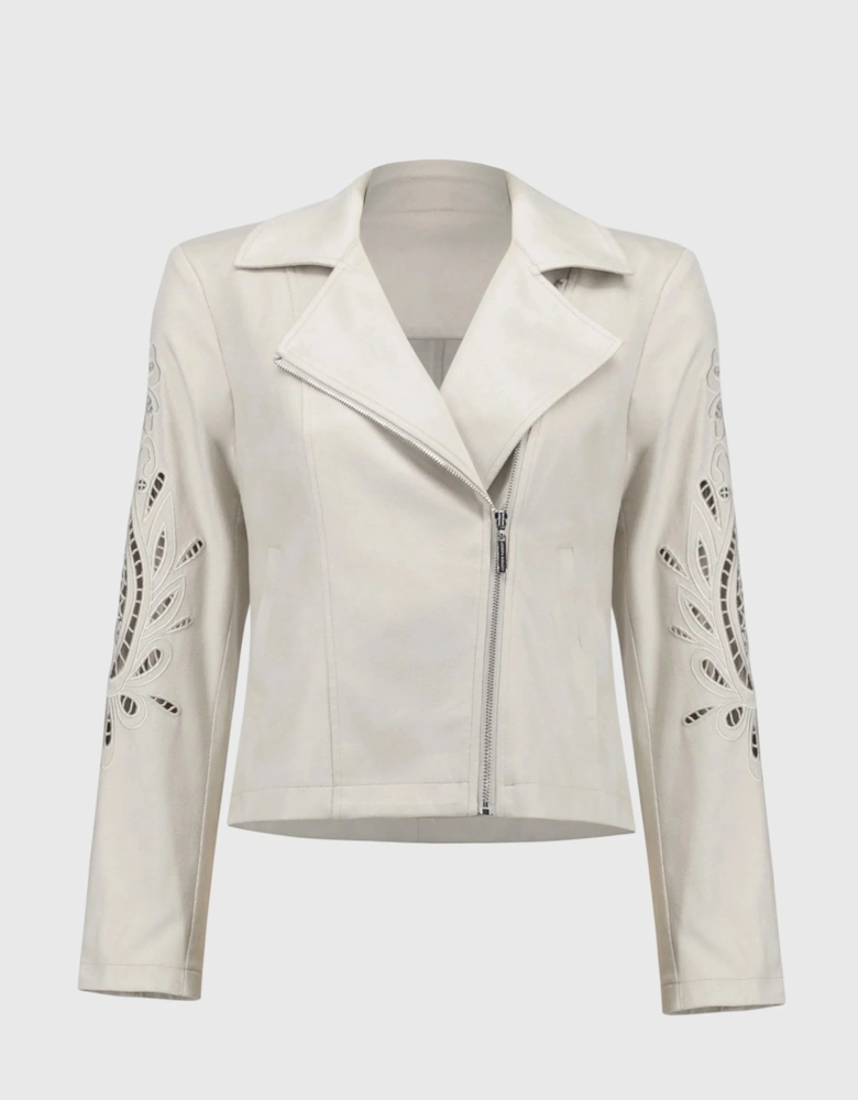 Foiled faux suede moto jacket