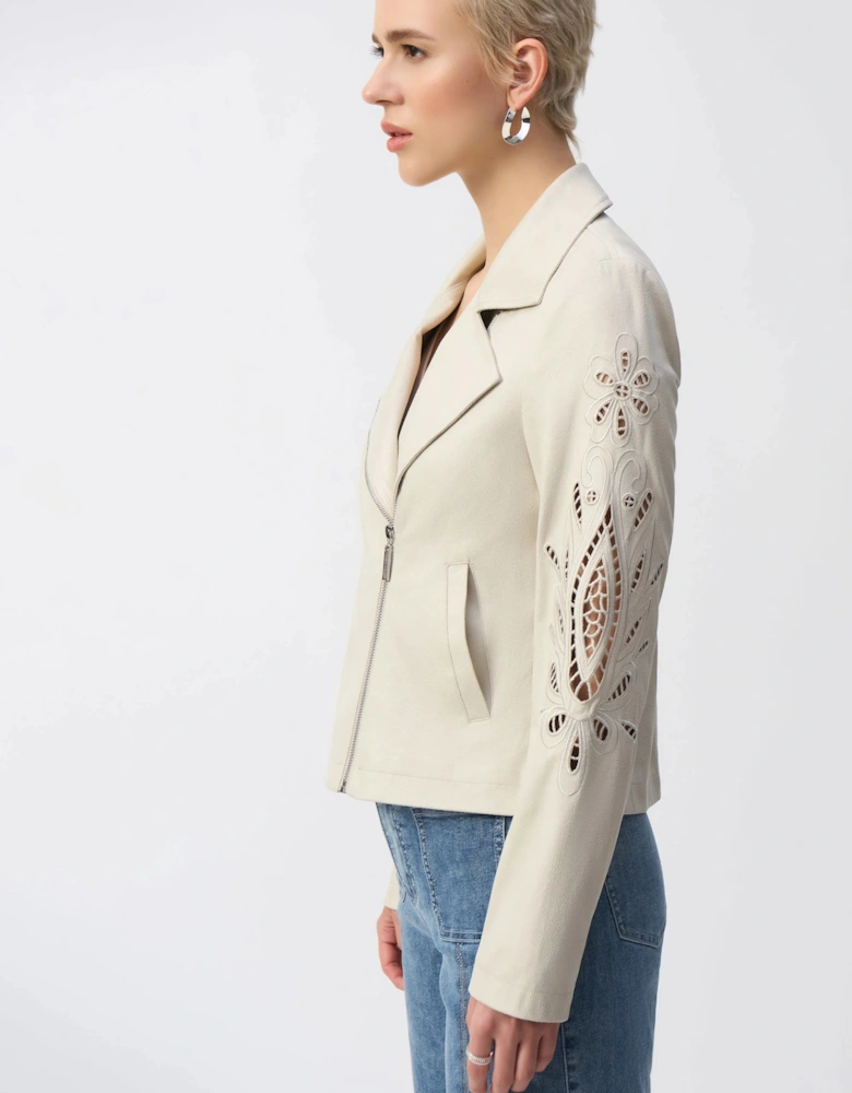 Foiled faux suede moto jacket