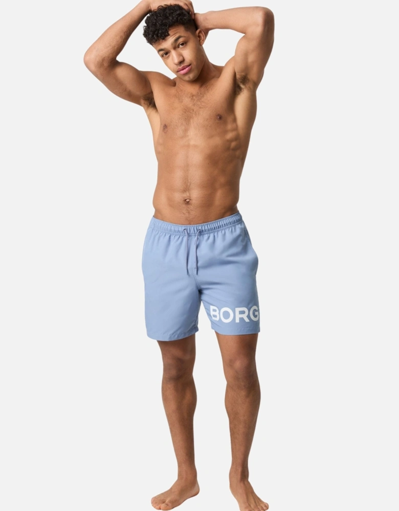 Borg Logo Swim Shorts, Stonewash Blue