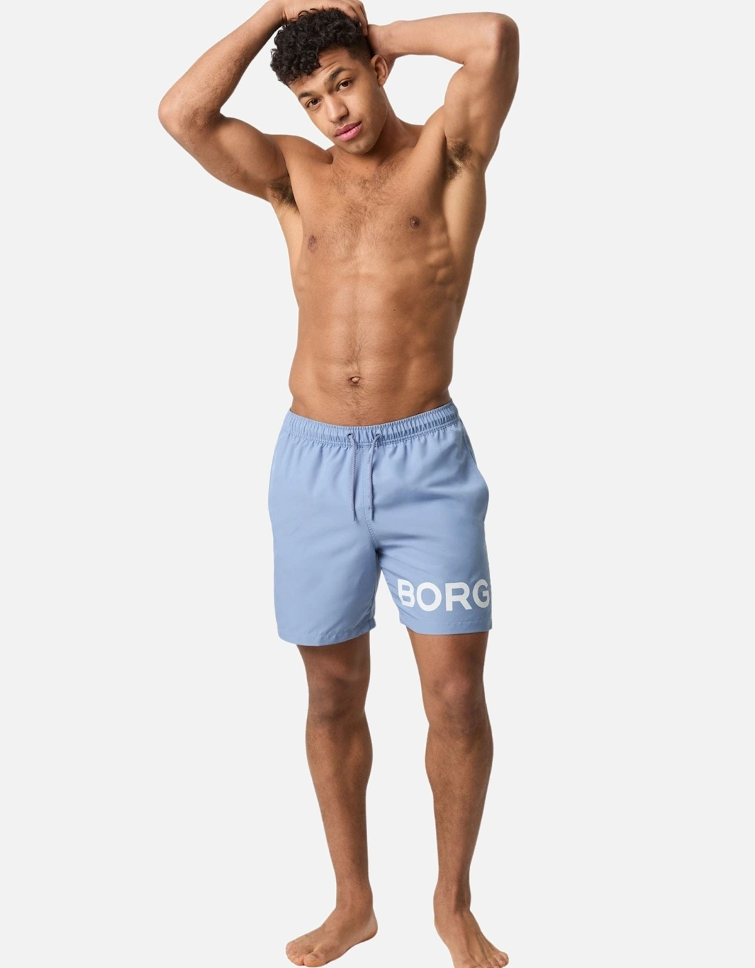 Borg Logo Swim Shorts, Stonewash Blue