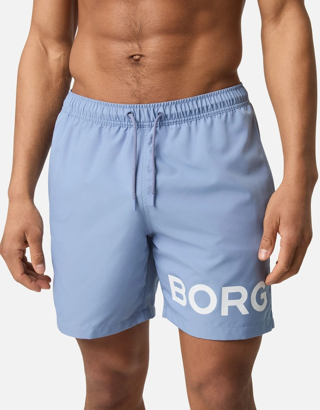 Borg Logo Swim Shorts, Stonewash Blue, 5 of 4