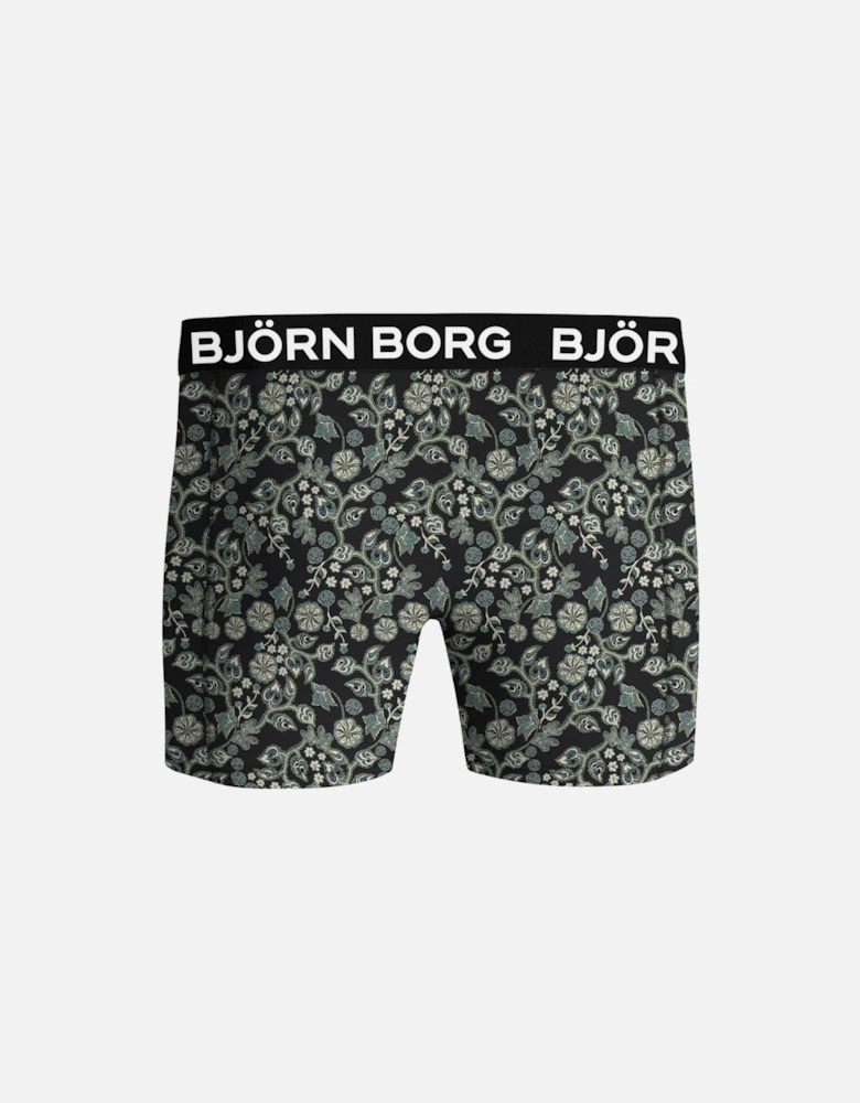 2-Pack Leaf Silhouette Bamboo Boxer Briefs, Black/Green