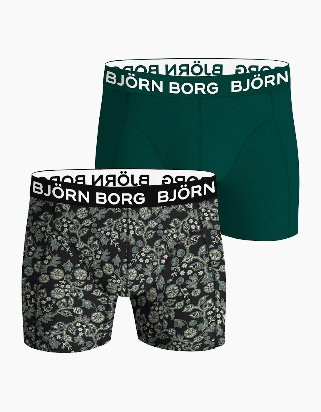 Bjorn Borg Bjorn Borg Men's 2-Pack Leaf Silhouette Bamboo Boxer Briefs, Black/Green