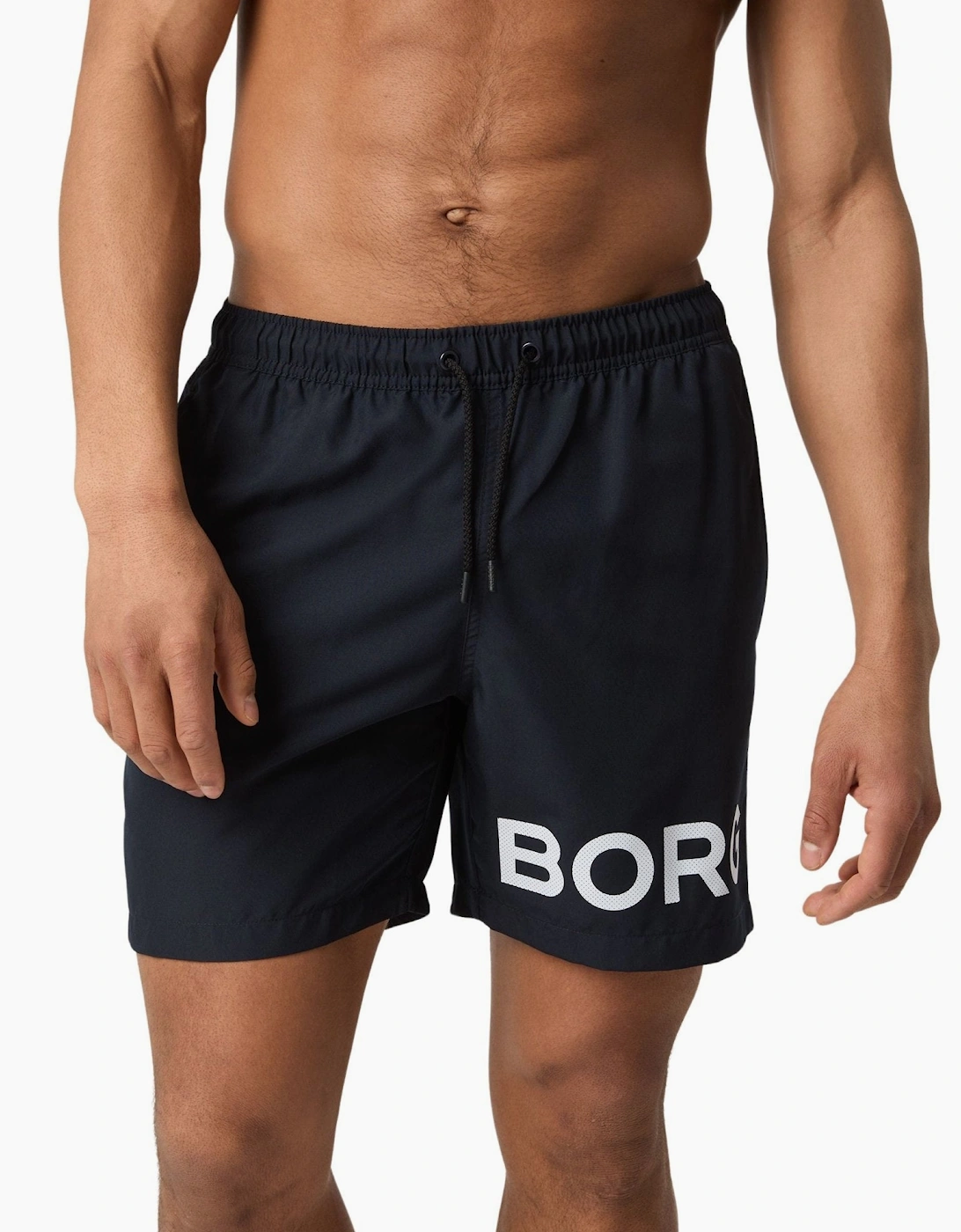 Bjorn Borg Men's Black/Black Borg Logo Swim Shorts, Nightsky - Size 32/30/31