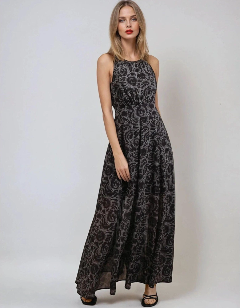 Gigi Tie Dye Open Back Maxi Dress - Brown