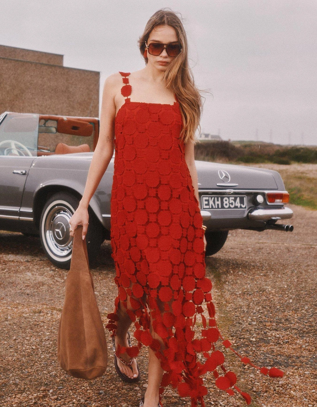 Crochet Fringe Occasion Midi - Red, 2 of 1