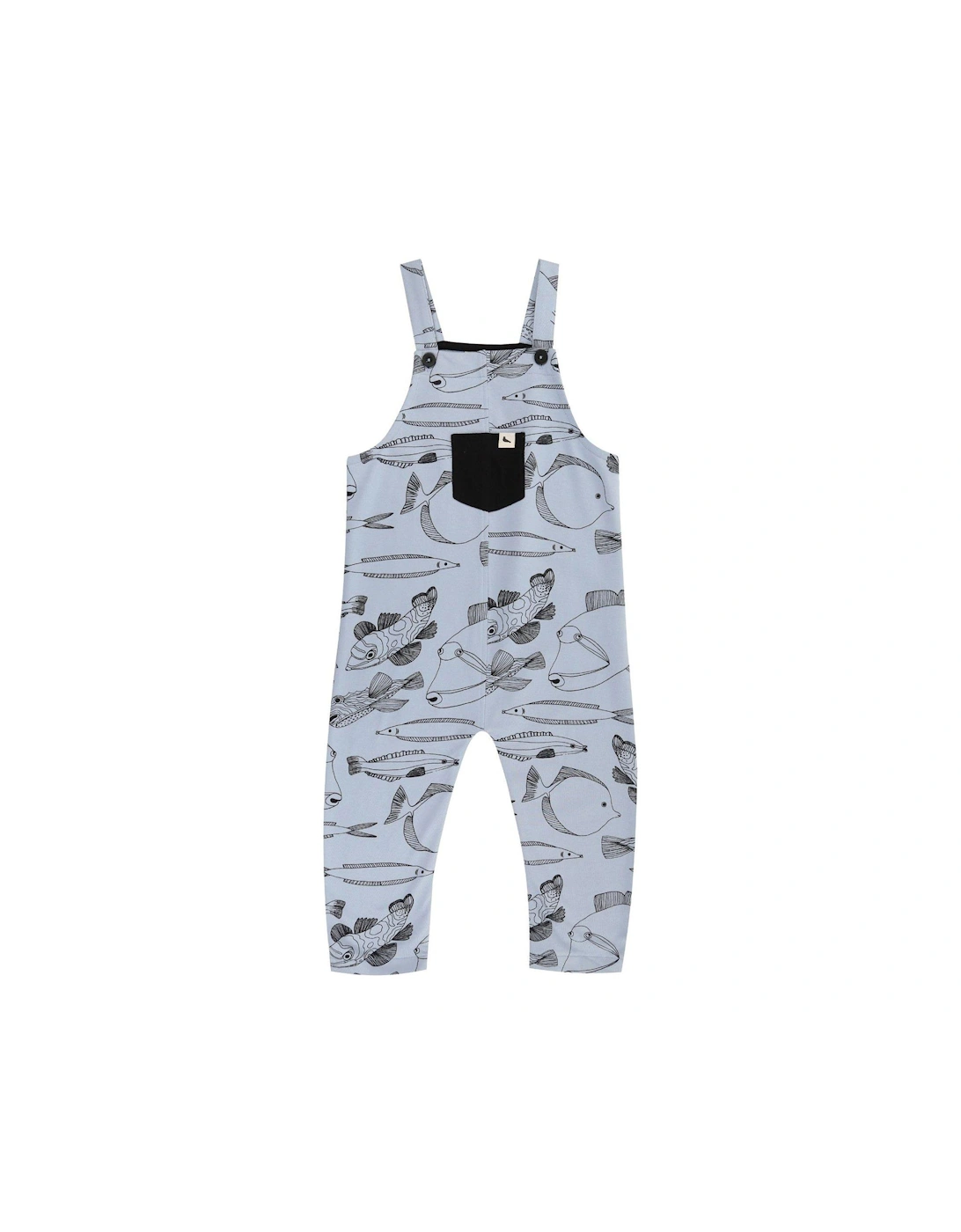 Kids Favourite Fish Print Dungarees - Marine - Light Blue, 2 of 1