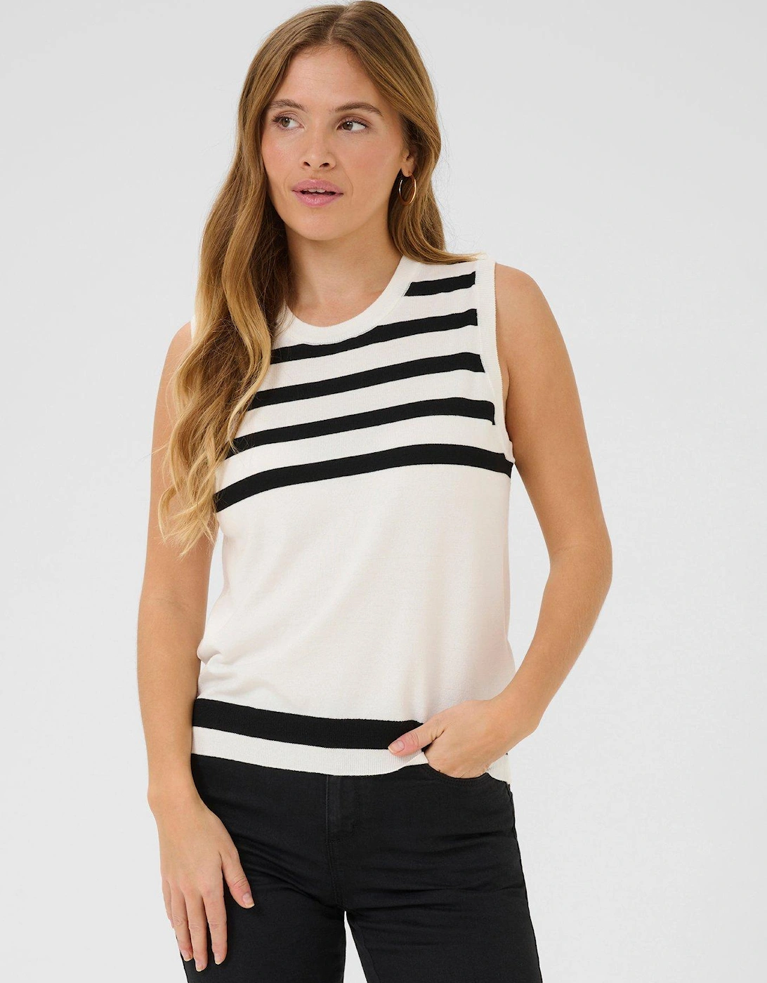 Lizza Sleeveless Jumper - White, 2 of 1
