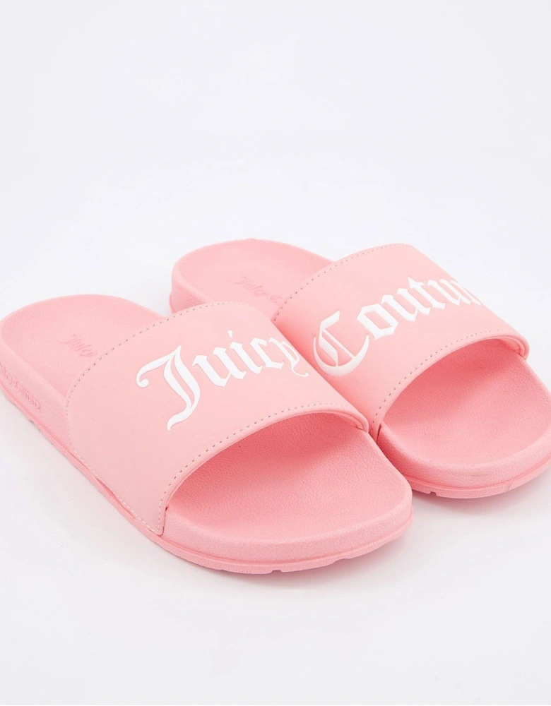 Collegiate Embossed Pu Slider Sandal - Pink