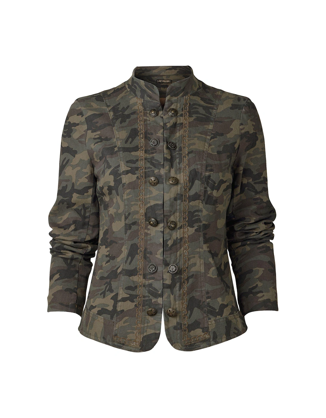 Boutique Blossom Embroidered Cotton Jacket - Khaki