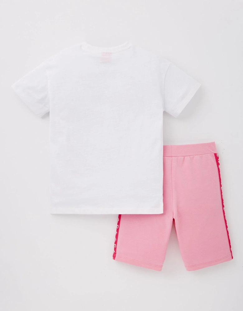 Two  Piece T-Shirt and Cycling Short Set - Multi