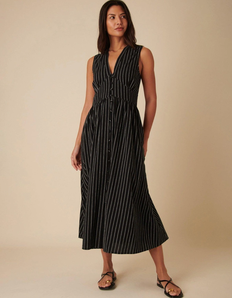 Stripe Midaxi Dress - Black
