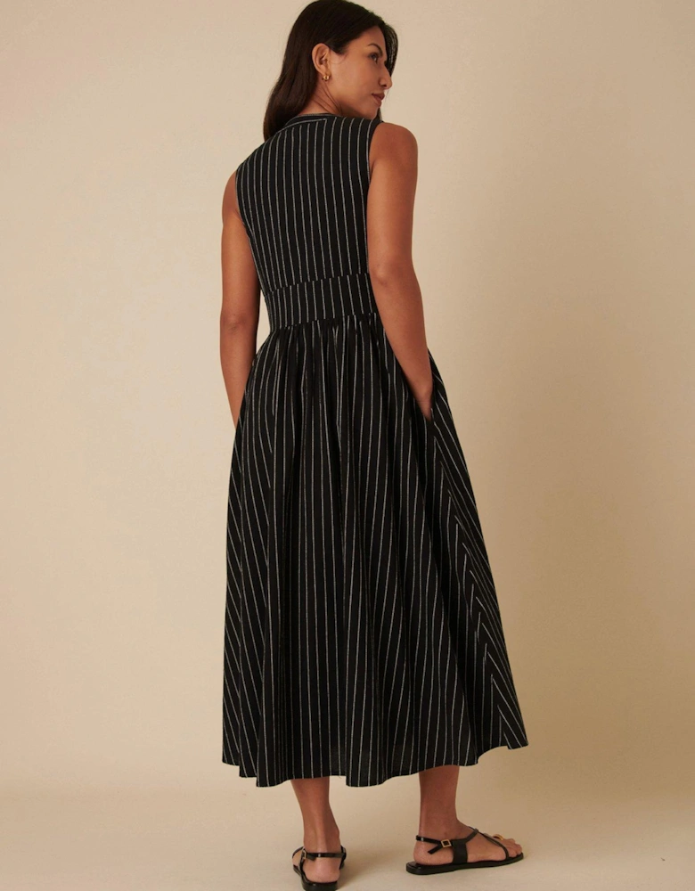Stripe Midaxi Dress - Black