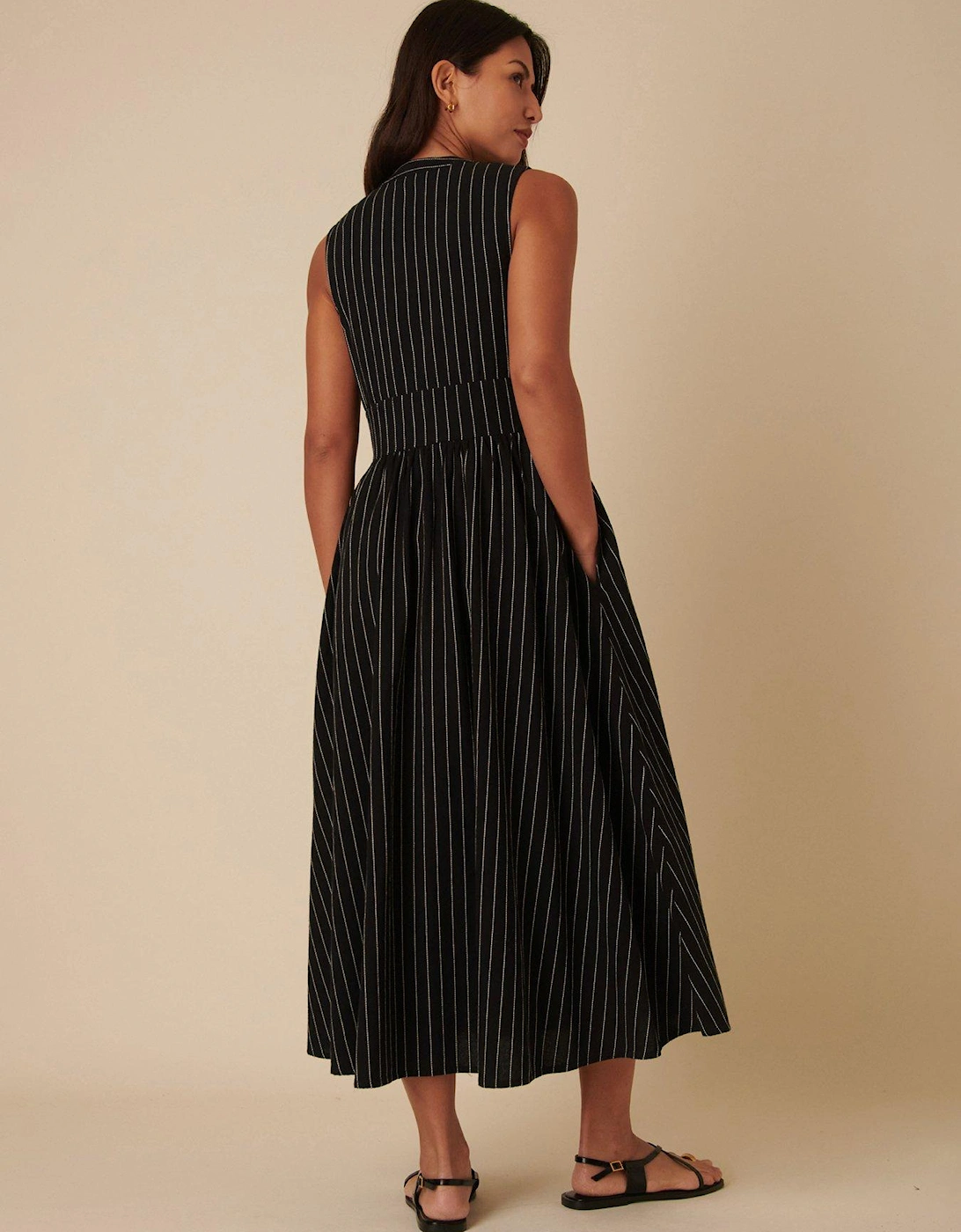 Stripe Midaxi Dress - Black