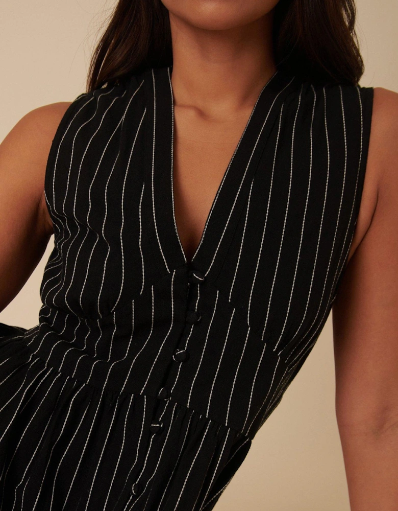 Stripe Midaxi Dress - Black