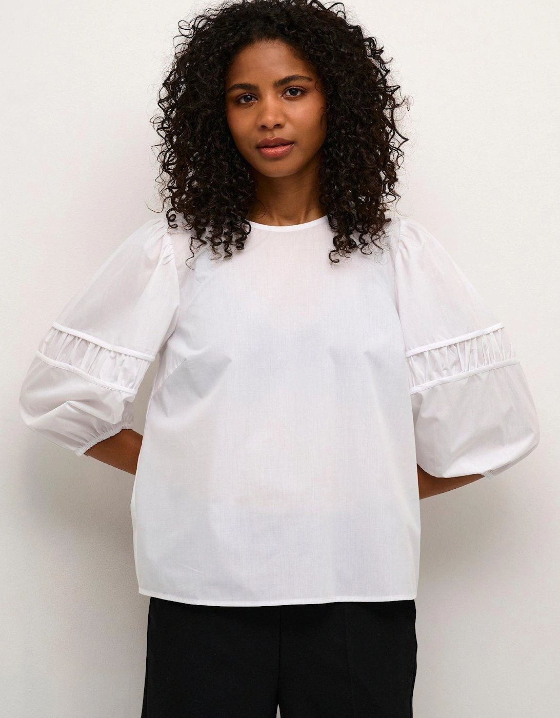 Emma 3/4 Sleeve Blouse - White, 2 of 1