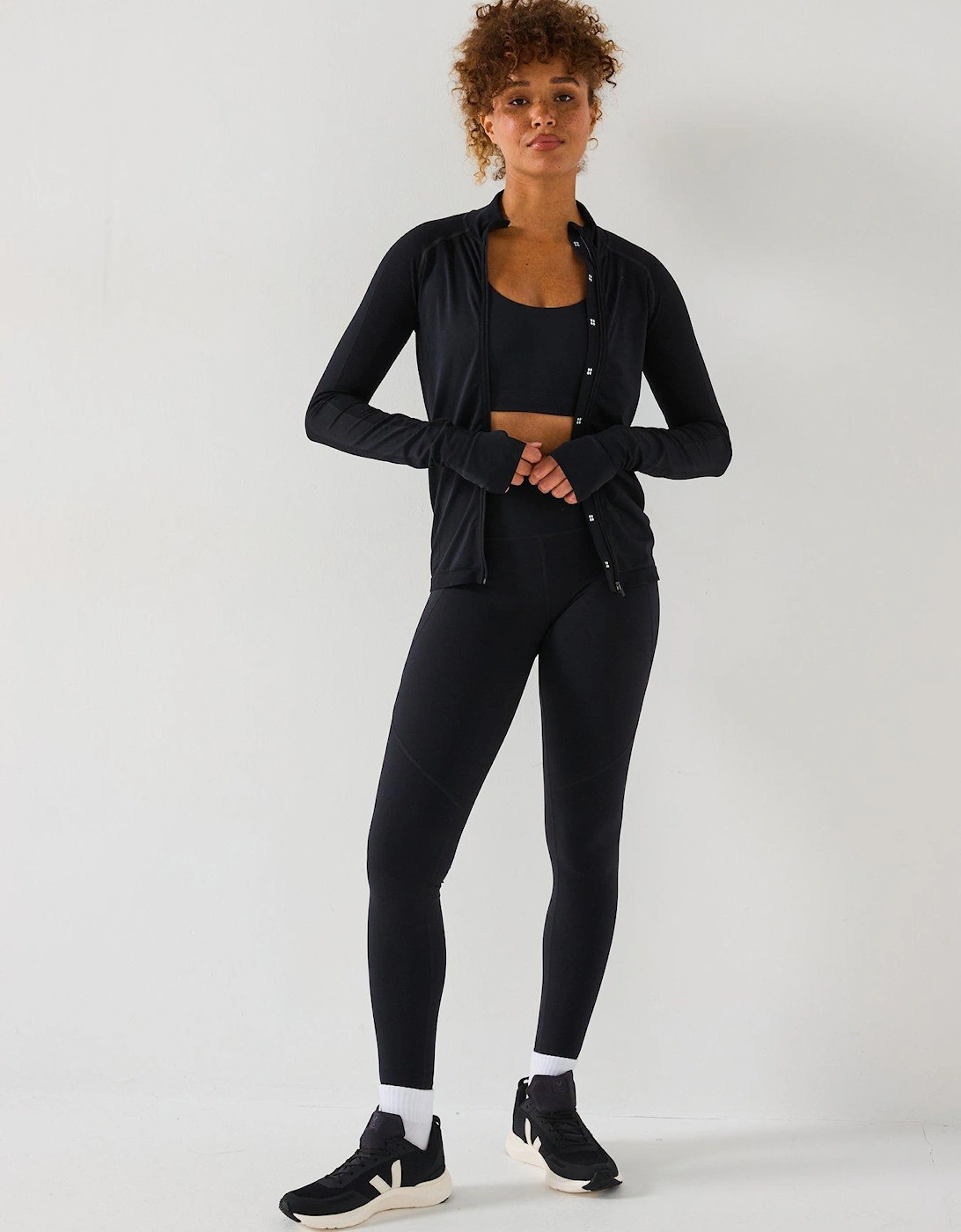 Womens Training Athlete Seamless Workout Zip Up - Black