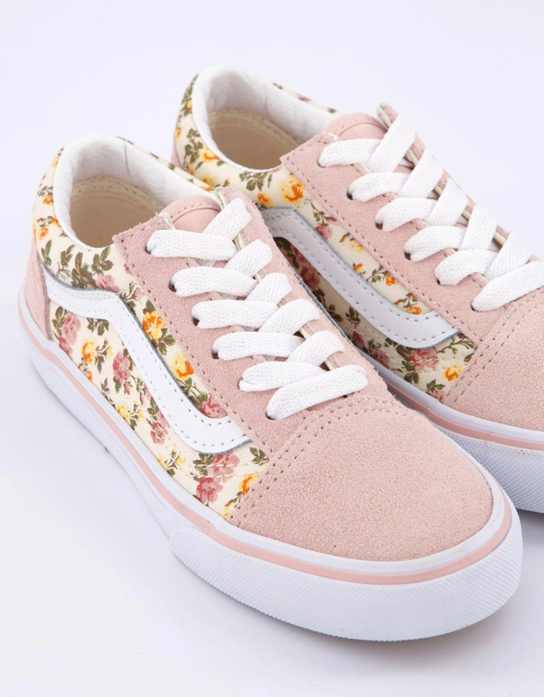 Kids Old Skool Floral Print Trainers - Pink