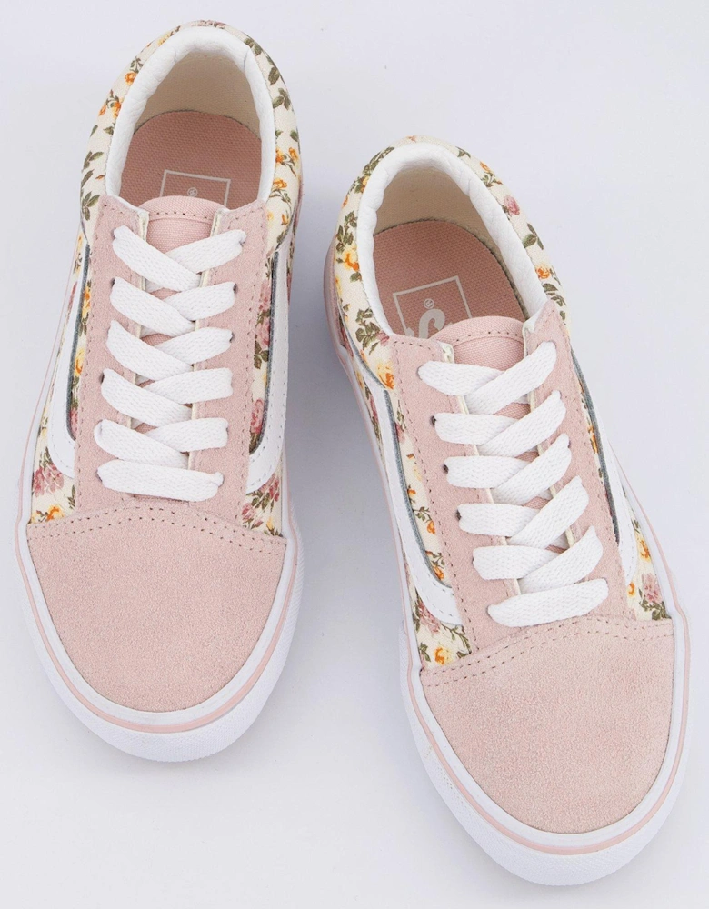 Kids Old Skool Floral Print Trainers - Pink