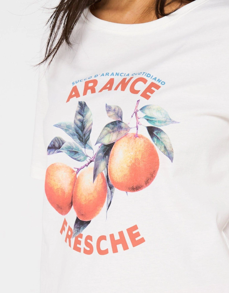 Short Sleeve Orange Print Wide Leg Pyjama Set - Tan
